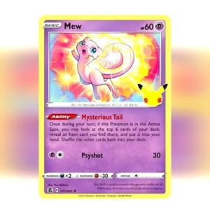 Mew Pokemon Card 🔥 60 HP 🟡 011/025